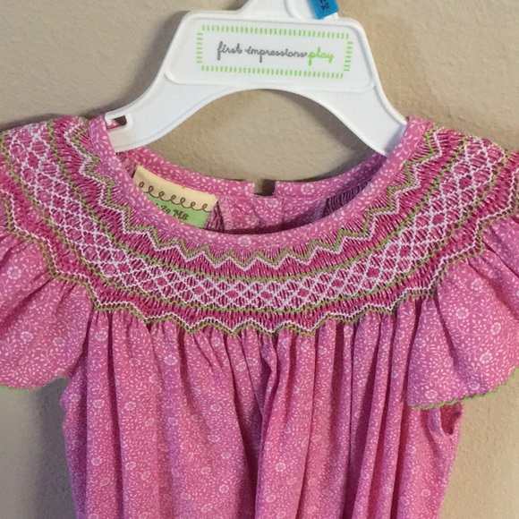 Pink Smocked Smocking Le’Za Me Floral Dress 4T - Picture 2 of 4